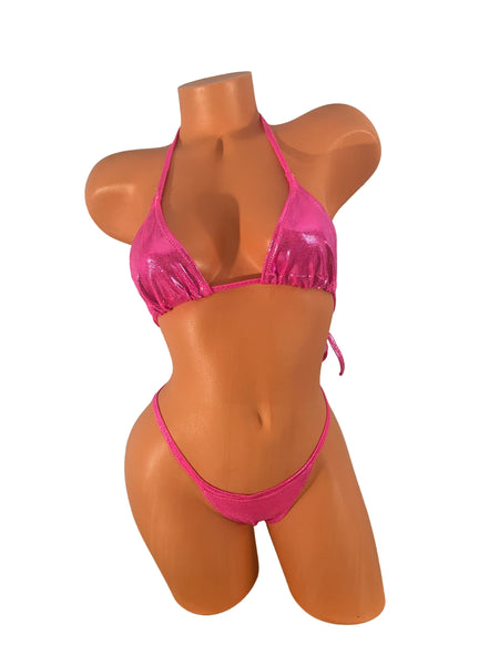 Bright Pink Mystique wide front thong bikini
