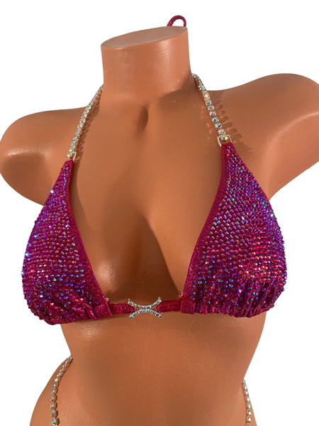 Fuchsia Full Crystal Competition Bikini
