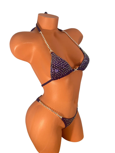 Purple Mystique AB Crystal Competition Bikini