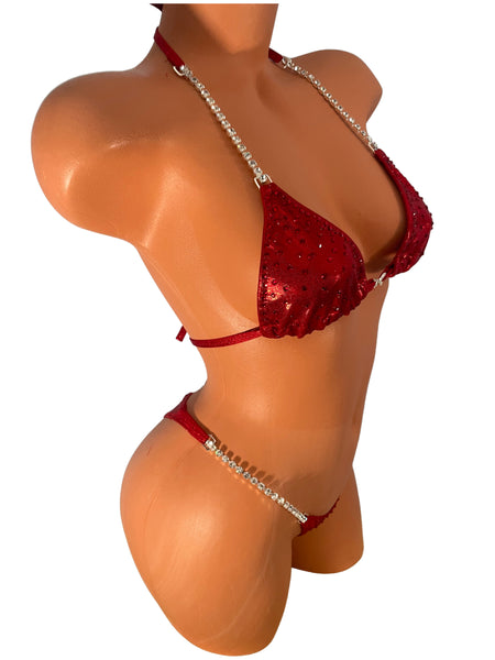 Red on Red Crystal Competition Bikini