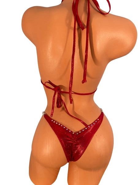 Red Competition Bikini/ AB and  ruby red crystals
